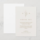 金ゴールドシンプルのボ葉タントグラム結婚よりも サンキューカード (正面/裏面)
