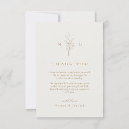 金ゴールドシンプルのボ葉タントグラム結婚よりも サンキューカード