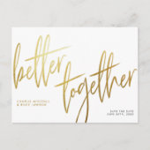 金ゴールドシンプルを一緒に良い日付を保存 ポストカード (正面)