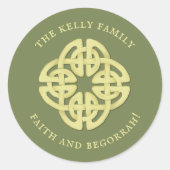 金ゴールドシンプルアイリッシュ信仰及びベゴラー引用文 ラウンドシール (正面)