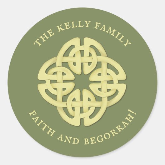 金ゴールドシンプルアイリッシュ信仰及びベゴラー引用文 ラウンドシール (正面)