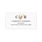 金ゴールドシンプルアンパサンドとピンク花模様 ラベル (正面)