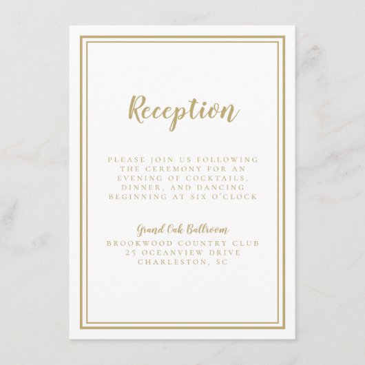 金ゴールドシンプルウェディングレセプションシモダンック詳細 エンクロージャーカード (正面)