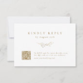 金ゴールドシンプルエレガンス植物性QRコ結婚ード 出欠カード (正面)