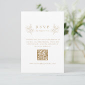 金ゴールドシンプルエレガントさくらんぼBlossom QRコード結婚s 出欠カード (スタンド正面)