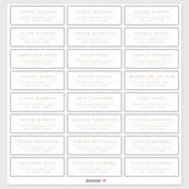 金ゴールドシンプルエレガントなウェディングゲスト住所 シール (シート)