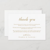 金ゴールドシンプルエレガントロマン結婚ト脚本 サンキューカード (正面/裏面)
