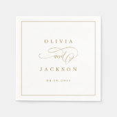 金ゴールドシンプルエレガントロマン結婚ト脚本 スタンダードカクテルナプキン (正面)