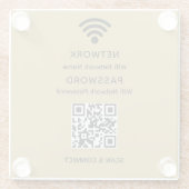 金ゴールドシンプルエレガントWifi QRコードネットワークパスワード ガラスコースター (裏面)