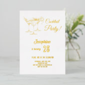 金ゴールドシンプルカクテルバースデーパーティー 箔招待状 (立ち正面)