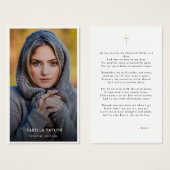 金ゴールドシンプルカトリック写真葬儀祈りの言葉カード (正面&裏面)