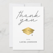 金ゴールドシンプルキャップ卒業写真 サンキューカード (正面)