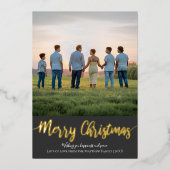 金ゴールドシンプルクリスマスファミリーフォトホリデー 箔シーズンカード (正面)