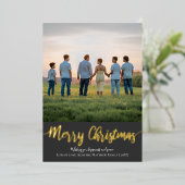 金ゴールドシンプルクリスマスファミリーフォトホリデー 箔シーズンカード (立ち正面)