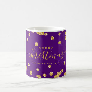 金ゴールドシンプルクリスマスホリデーズグリッターパープル コーヒーマグカップ