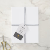 金ゴールドシンプルクロスバプテスマを持つ黒ありがとう ギフトタグ (より糸付き)