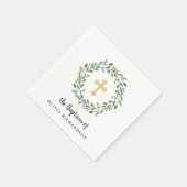 金ゴールドシンプルクロスバプテスマ付き水彩緑地 スタンダードカクテルナプキン (角)