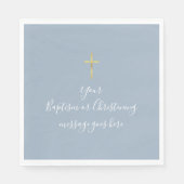 金ゴールドシンプルクロスバプテスマ《キリスト教》洗礼式や命名式ダスティブルー スタンダードランチョンナプキン (正面)