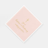 金ゴールドシンプルクロスバプテスマ《キリスト教》洗礼式や命名式赤面ピンク スタンダードランチョンナプキン (角)