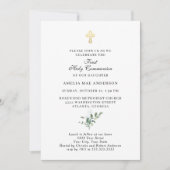 金ゴールドシンプルクロスファースト聖餐式 招待状 (正面)