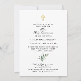 金ゴールドシンプルクロスファースト聖餐式 招待状