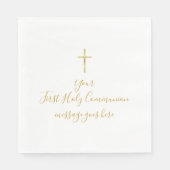 金ゴールドシンプルクロスファースト・ホリー・コミュニオンメッセージ スタンダードランチョンナプキン (正面)