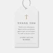 金ゴールドシンプルクロスフォトバプテスマありがとう ギフトタグ (正面)