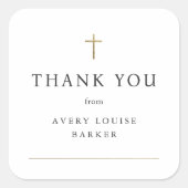 金ゴールドシンプルクロスフォトバプテスマありがとう スクエアシール (正面)