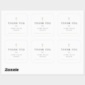 金ゴールドシンプルクロスフォトバプテスマありがとう スクエアシール (シート)