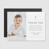 金ゴールドシンプルクロス写真バプテスマありがとう磁石 (正面/裏面)