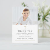 金ゴールドシンプルクロス写真宗教バプテスマ サンキューカード (スタンド正面)