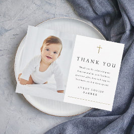 金ゴールドシンプルクロス写真宗教バプテスマ サンキューカード