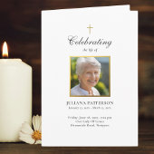 金ゴールドシンプルクロス写真葬儀順 プログラム