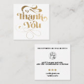 金ゴールドシンプルクールレトロスクリプトの感謝してい順序 スクエア名刺 (正面/裏面)