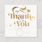 金ゴールドシンプルクールレトロスクリプトの感謝してい順序 スクエア名刺 (正面)