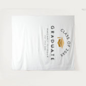 金ゴールドシンプルグラッドキャップ卒業写真の背景 タペストリー (正面(横))