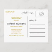 金ゴールドシンプルグラム | 卒業パーティー招待状 インビテーションポストカード (裏面)