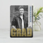 金ゴールドシンプルグラードオーバレイモダンド卒業パーティー 招待状 (スタンド正面)