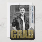 金ゴールドシンプルグラードオーバレイモダンド卒業パーティー 招待状 (正面)