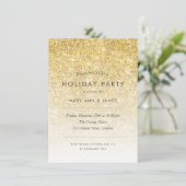 金ゴールドシンプルグリッターホリデーパーティー 招待状 (スタンド正面)