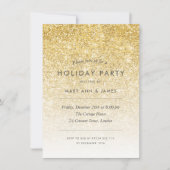 金ゴールドシンプルグリッターホリデーパーティー 招待状 (正面)