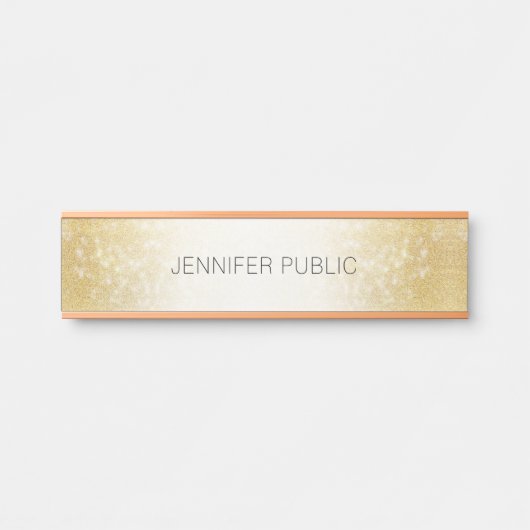金ゴールドシンプルグリッターモダンテンプレートエレガント サインプレート (正面)