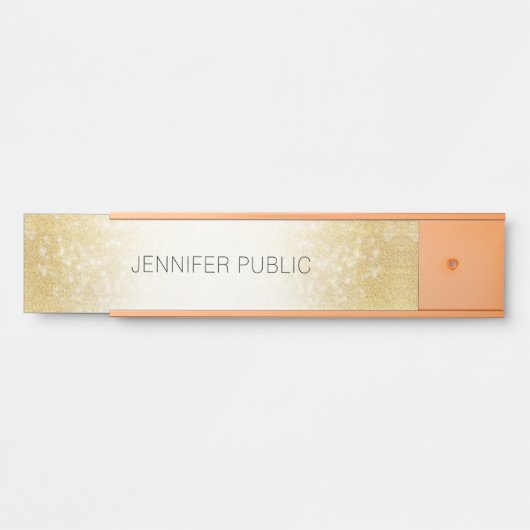 金ゴールドシンプルグリッターモダンテンプレートエレガント サインプレート (正面)