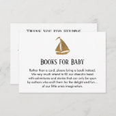 金ゴールドシンプルグリッター帆船図書依頼カード 招待状 (正面/裏面)