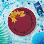 金ゴールドシンプルシックブルゴーニュ感謝祭ハーベスト ペーパープレート (パーティー)