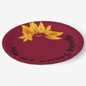 金ゴールドシンプルシックブルゴーニュ感謝祭ハーベスト ペーパープレート (アングル)