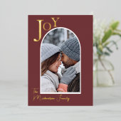 金ゴールドシンプルジョイ家族フォトアーチクリスマスクリスマス 箔シーズンカード (立ち正面)