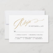 金ゴールドシンプルスエレガントクリプトの食事の選択結婚の設定 出欠カード (正面)