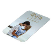 金ゴールドシンプルスクリプトは日付の写真を保存する私たちを満たす マグネット (左側)