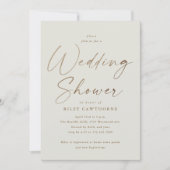 金ゴールドシンプルスクリプトカップルウェディングシャワー 招待状 (正面)